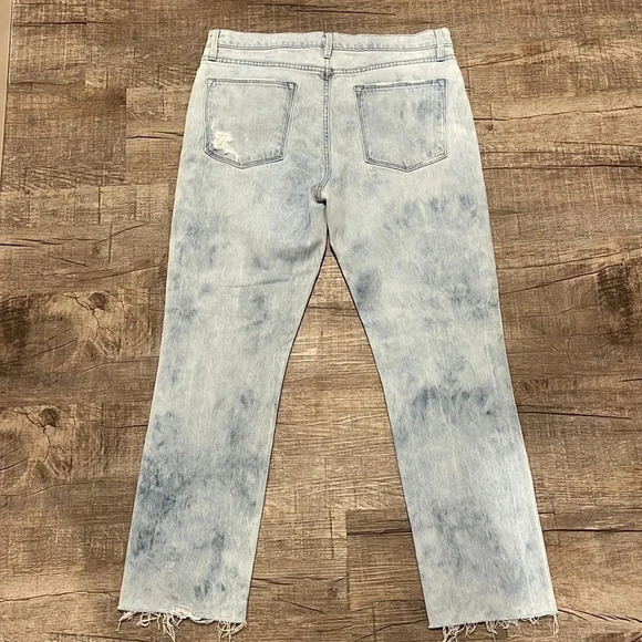 Frame - Denim Le High Straight Raw Hem Cloud Tie Dye Jeans - Size 31 - Picture 6 of 9